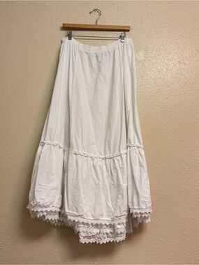 Scully Vintage White 100% Cotton Full Maxi Skirt